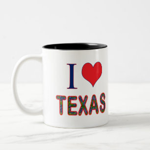Caneca De Café Em Dois Tons I (Heart) Love Texas Bluebonnet