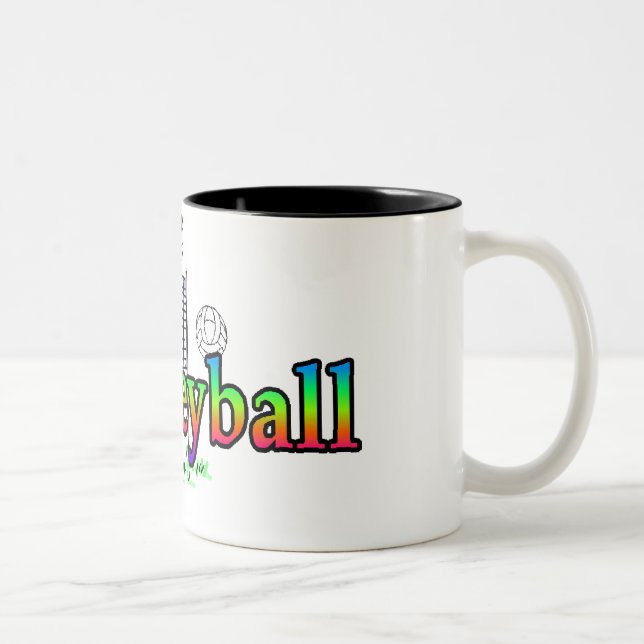 Caneca De Café Em Dois Tons I Heart Love Voleibol (Direita)