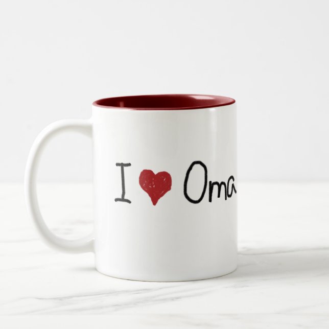 Caneca De Café Em Dois Tons I Heart Oma Mug (Esquerda)