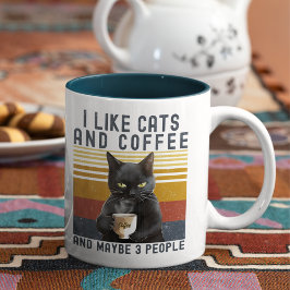 Caneca De Café Em Dois Tons I Like Cats and Coffee And maybe 3 People Cat Love