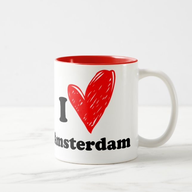 Caneca De Café Em Dois Tons I love Amsterdam (Direita)