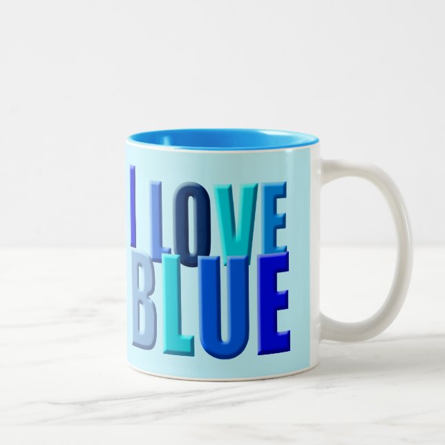 Caneca De Café Em Dois Tons I love blue (Direita)