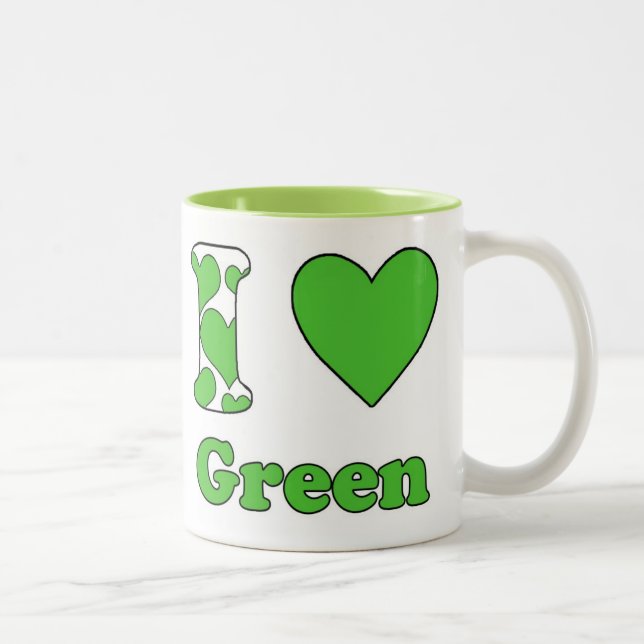Caneca De Café Em Dois Tons I love Green (Direita)