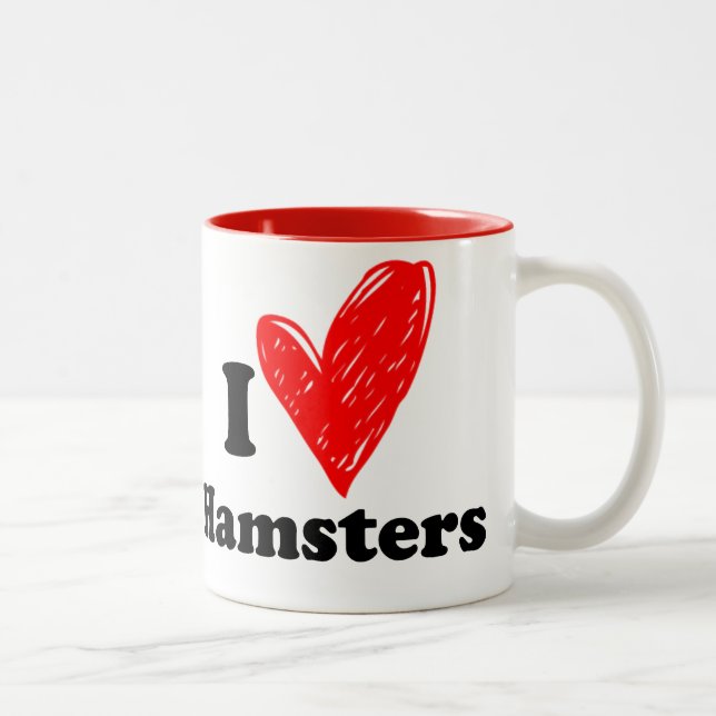 Caneca De Café Em Dois Tons I love Hamsters (Direita)