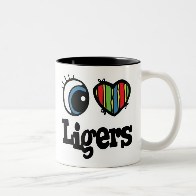 Caneca De Café Em Dois Tons I Love (Heart) Ligers (Direita)