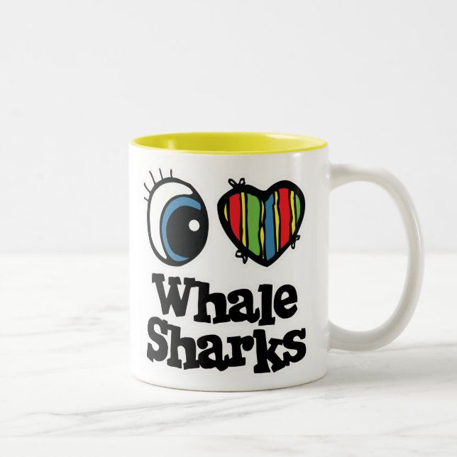 Caneca De Café Em Dois Tons I Love (Heart) Whale Sharks (Direita)