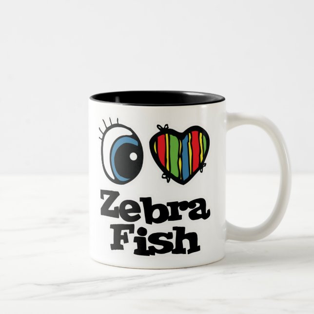 Caneca De Café Em Dois Tons I Love (Heart) Zebrafish (Direita)
