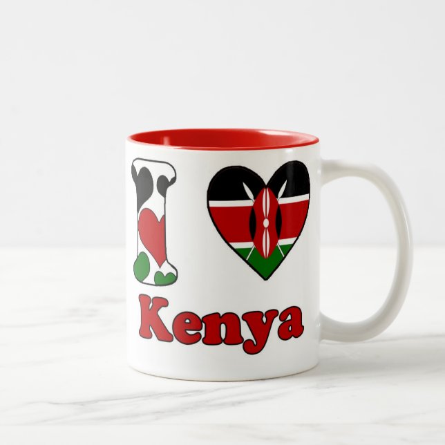 Caneca De Café Em Dois Tons I love Kenya (Direita)