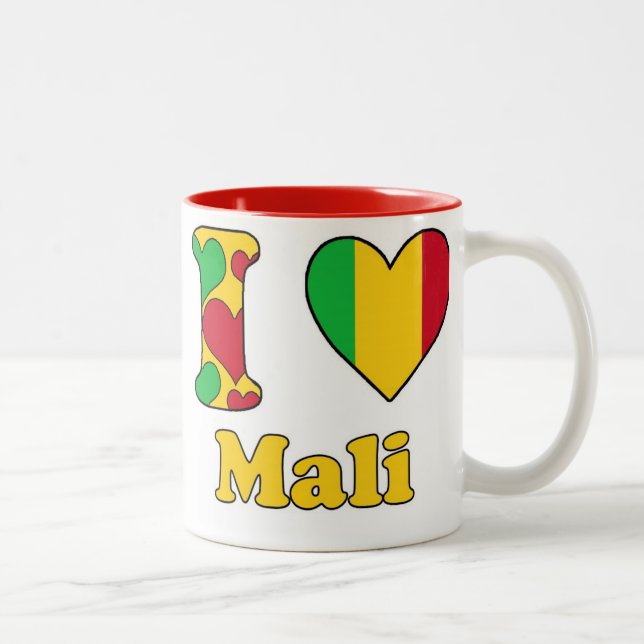Caneca De Café Em Dois Tons I love Mali (Direita)