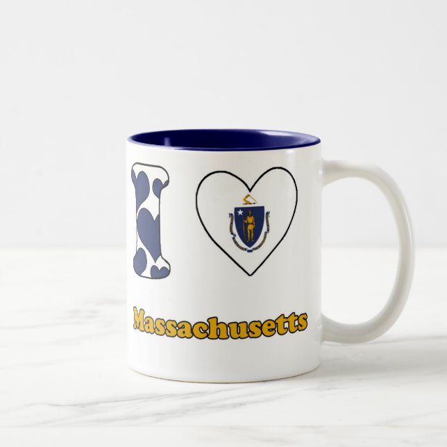Caneca De Café Em Dois Tons I love Massachusetts (Direita)