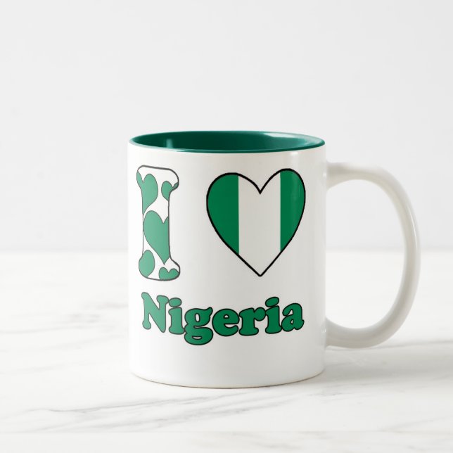 Caneca De Café Em Dois Tons I love Nigeria (Direita)