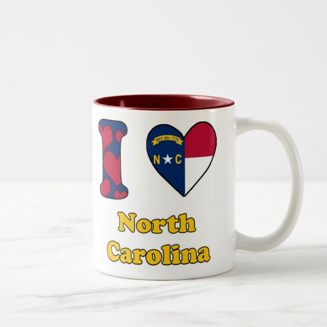 Caneca De Café Em Dois Tons I love North Carolina (Direita)