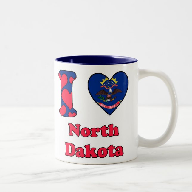 Caneca De Café Em Dois Tons I love North Dakota (Direita)