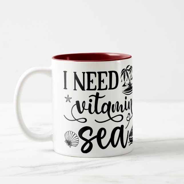 Caneca De Café Em Dois Tons I love Sea (Esquerda)