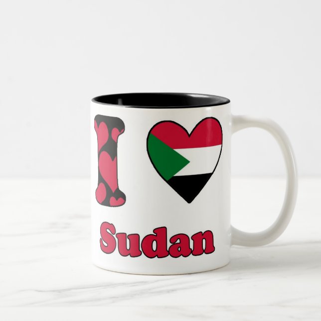 Caneca De Café Em Dois Tons I love Sudan (Direita)