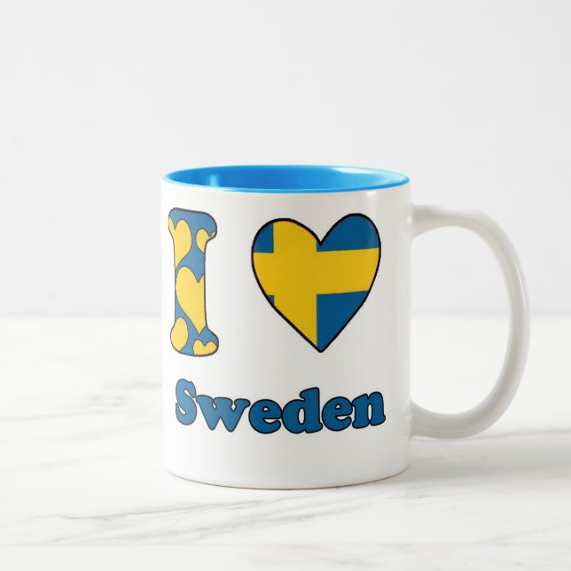 Caneca De Café Em Dois Tons I love Sweden (Direita)