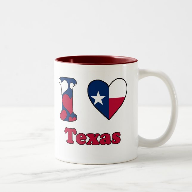 Caneca De Café Em Dois Tons I love Texas (Direita)