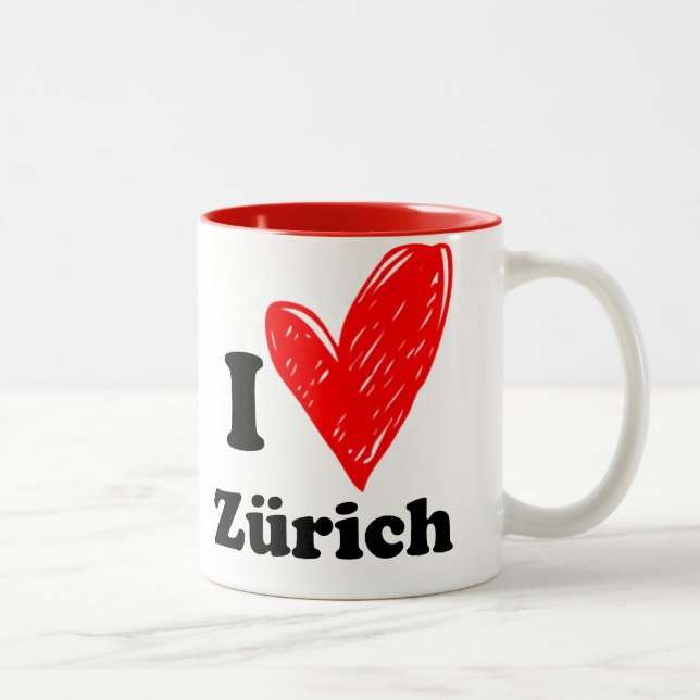Caneca De Café Em Dois Tons I love Zürich (Direita)