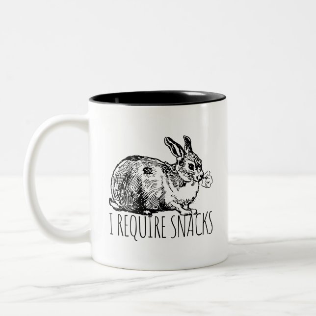 Caneca De Café Em Dois Tons I Require Snacks Cute Bunny Rabbit (Esquerda)