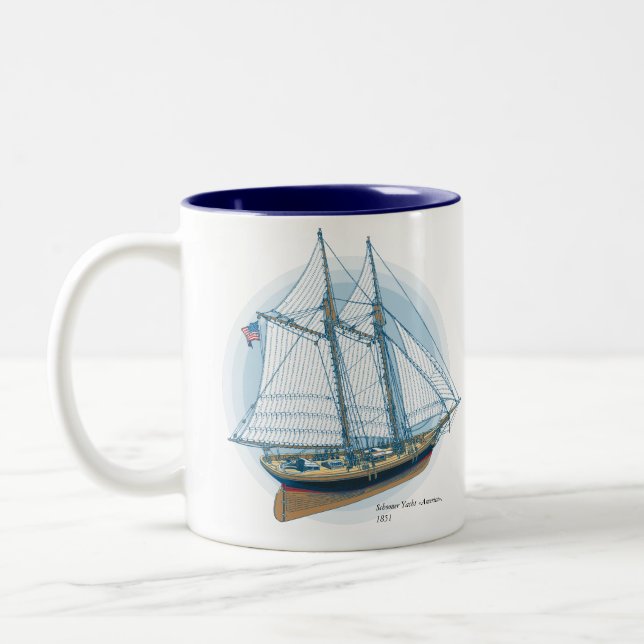 Caneca De Café Em Dois Tons Iate "América" da escuna, 1851 (Esquerda)