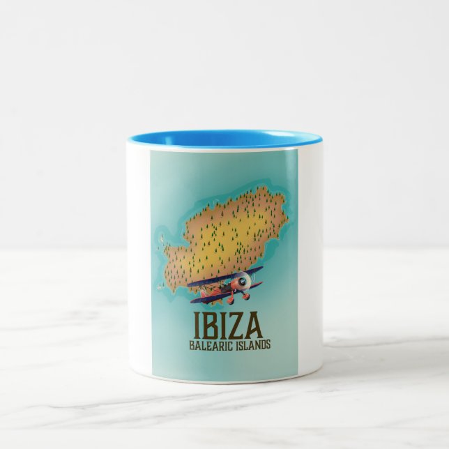 Caneca De Café Em Dois Tons Ibiza Balearic — mapa poster (Centro)
