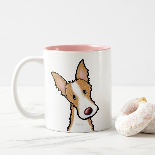 Caneca De Café Em Dois Tons Ibizan Hound KiniArt Café De Dois Tom (Com Donut)