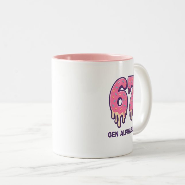 Caneca De Café Em Dois Tons Ice Cream Drip Meme Gen Alpha 67 (Frente Esquerda)