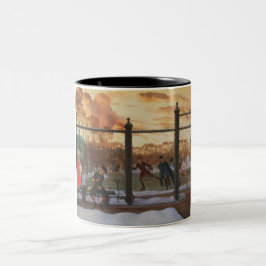 Caneca De Café Em Dois Tons Ice Skating Rink em inverno (por Konstantin Somov)