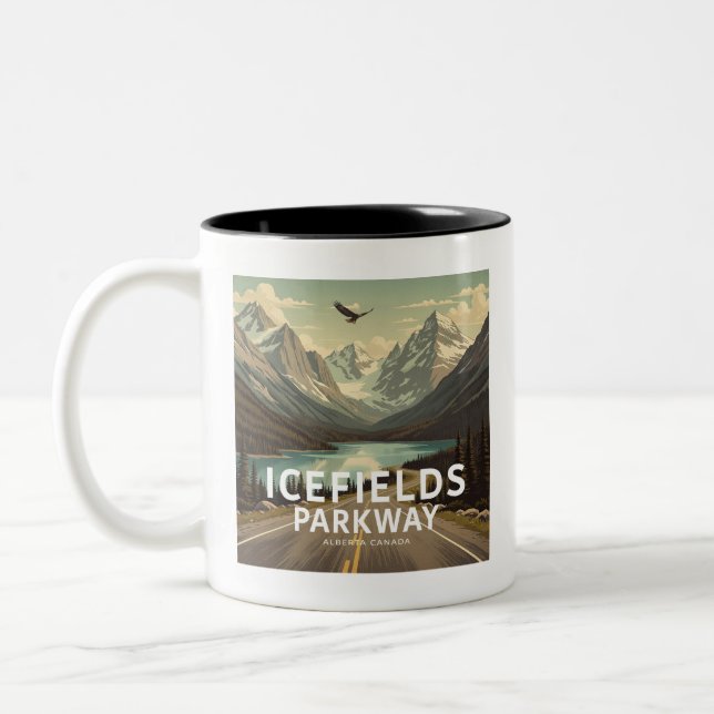 Caneca De Café Em Dois Tons Icefields Parkway Alberta Canada Eagle (Esquerda)