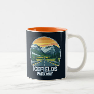 Caneca De Café Em Dois Tons Icefields Parkway Alberta Canadá Vista