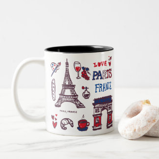 Caneca De Café Em Dois Tons Ícones de Paris
