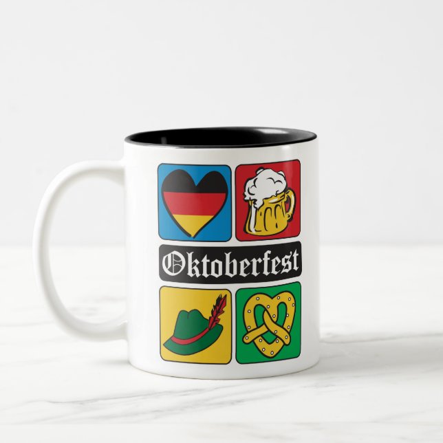 Caneca De Café Em Dois Tons Ícones do Oktoberfest (Esquerda)