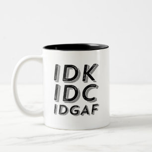 Caneca De Café Em Dois Tons IDC IDGAF Funny Sarcasage Vintage Tipo de Retro