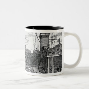 Caneca De Café Em Dois Tons Ideia das portas na entrada ao arsenal