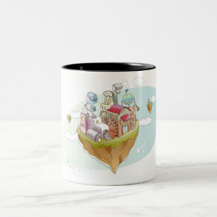 Caneca De Café Em Dois Tons Ideia de uma ilustração abstrata colorida