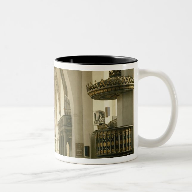 Caneca De Café Em Dois Tons Ideia do interior da igreja com (Direita)