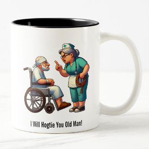 Caneca De Café Em Dois Tons Idosos Intitulados Obtêm Terapêutica Hogtie Dois-T