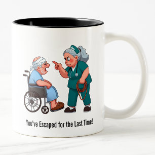 Caneca De Café Em Dois Tons Idosos Intitulados Obtêm Terapêutica Hogtie Dois-T