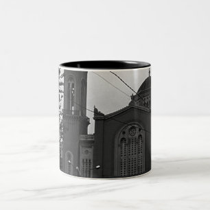 Caneca De Café Em Dois Tons Igreja de Grécia Vintage Atenas