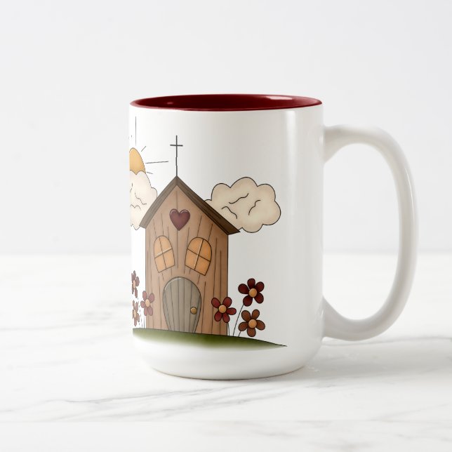 Caneca De Café Em Dois Tons Igreja Matéria (Direita)