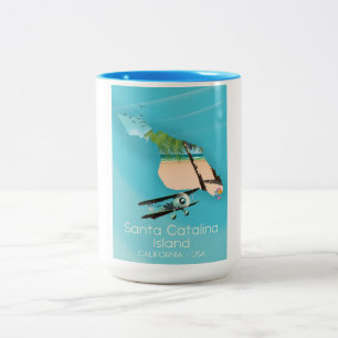 Caneca De Café Em Dois Tons Ilha Califórnia EUA de Catalina do papai noel