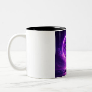 Caneca De Café Em Dois Tons Ilha da Lua Roxa Paisagem dos Sonhos
