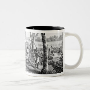 Caneca De Café Em Dois Tons Ilha de Guam: Nativos no trabalho no jardim de t