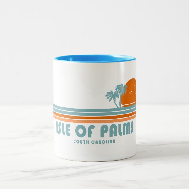 Caneca De Café Em Dois Tons Ilha de Palms South Carolina Sun Palm Trees (Centro)