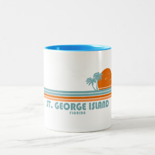 Caneca De Café Em Dois Tons Ilha de St. George Florida Palmeiras Sol