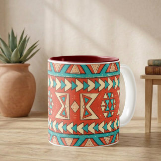 Caneca De Café Em Dois Tons Ilha Tribal Boho