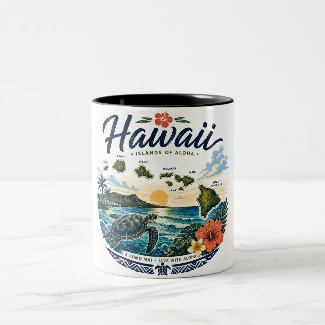 Caneca De Café Em Dois Tons Ilhas Havaí (Centro)