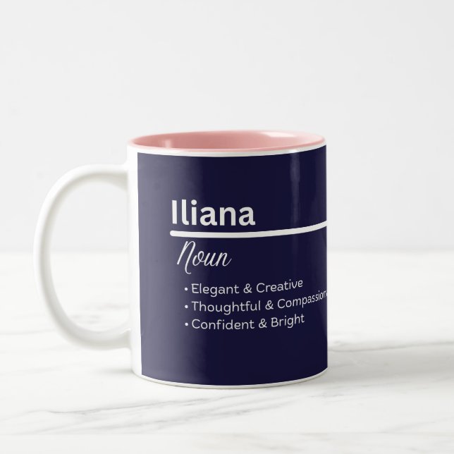 Caneca De Café Em Dois Tons Iliana Personalized Name Coffee Mug (Esquerda)