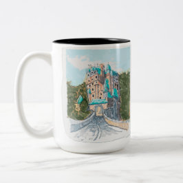 Caneca De Café Em Dois Tons Ilustração Colorida de Castelo