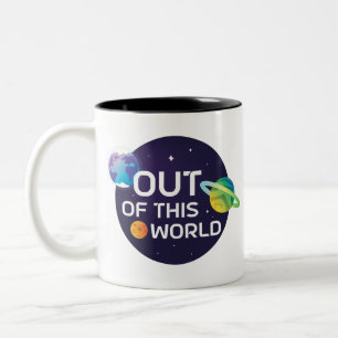 Caneca De Café Em Dois Tons Ilustração Cósmica fora deste Espaço Exterior
